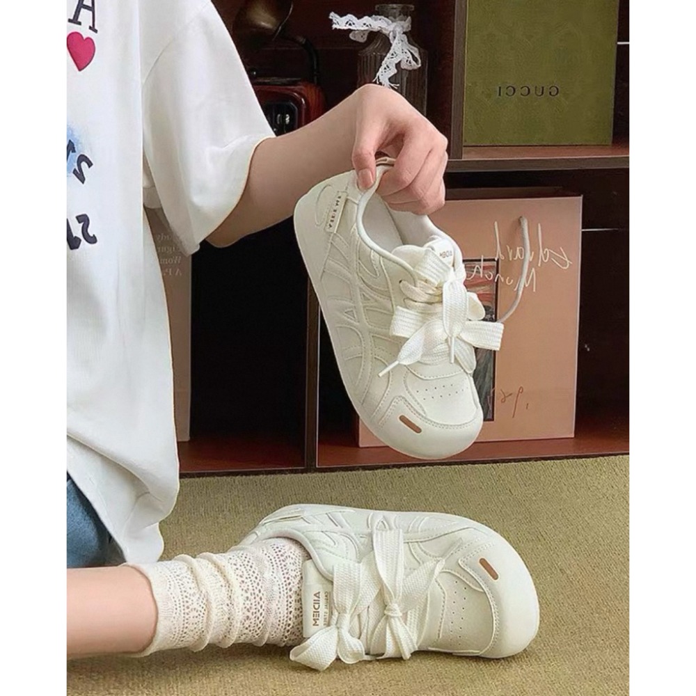 超可愛糖果色🎀泡芙德訓鞋 麵包鞋 內增高 韓版大頭鞋 雙鞋帶設計 百搭款 休閒鞋 運動鞋 止滑-規格圖4