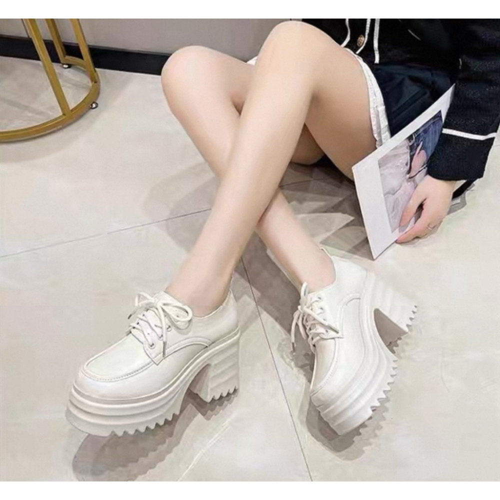 高防水台粗跟鞋 不累腳高跟鞋 英倫風 高跟樂福鞋 粗跟鞋 小皮鞋 綁帶款 顯腿長 樂福鞋 厚底鞋 鬆糕鞋-細節圖3