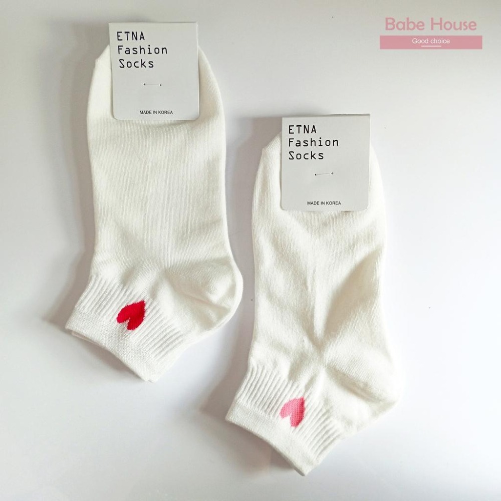 【現貨】韓國襪 愛心標誌短襪 愛心襪 白色短襪 白色襪子 襪子 韓國製造 潮流 短襪 少女襪 女襪-細節圖2