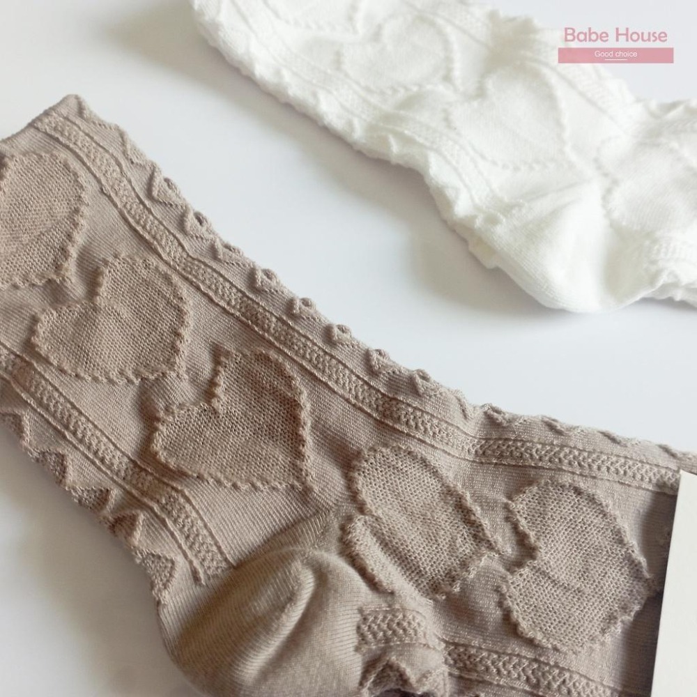 【現貨】韓國襪 愛心紋路中筒襪 小腿襪 短襪 女襪 少女襪 襪子 韓國襪子 韓國製造 長襪-細節圖2