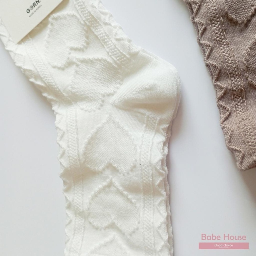 【現貨】韓國襪 愛心紋路中筒襪 小腿襪 短襪 女襪 少女襪 襪子 韓國襪子 韓國製造 長襪-細節圖4