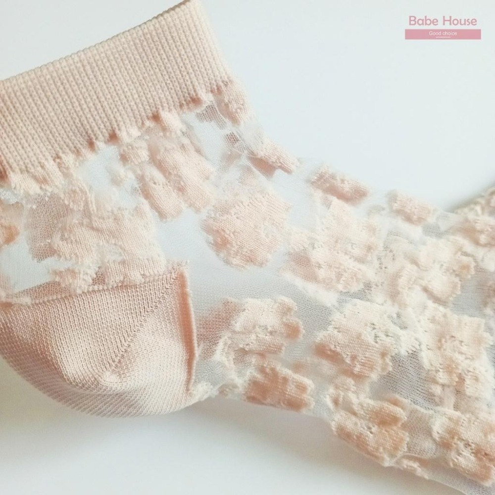 【現貨】韓國襪 優雅蕾絲透膚襪 透膚襪 短襪 女襪 少女襪 襪子 韓國襪子 韓國製造 流行襪-細節圖2