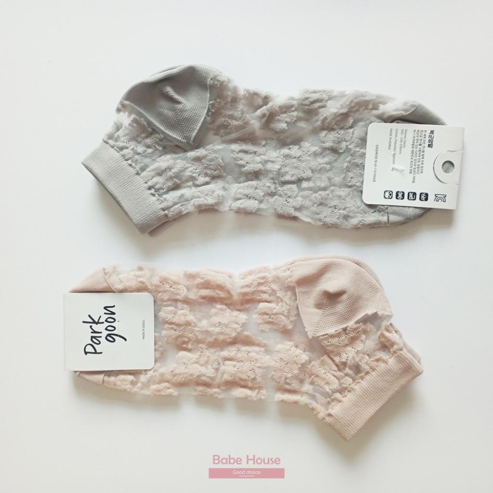 【現貨】韓國襪 優雅蕾絲透膚襪 透膚襪 短襪 女襪 少女襪 襪子 韓國襪子 韓國製造 流行襪-細節圖3