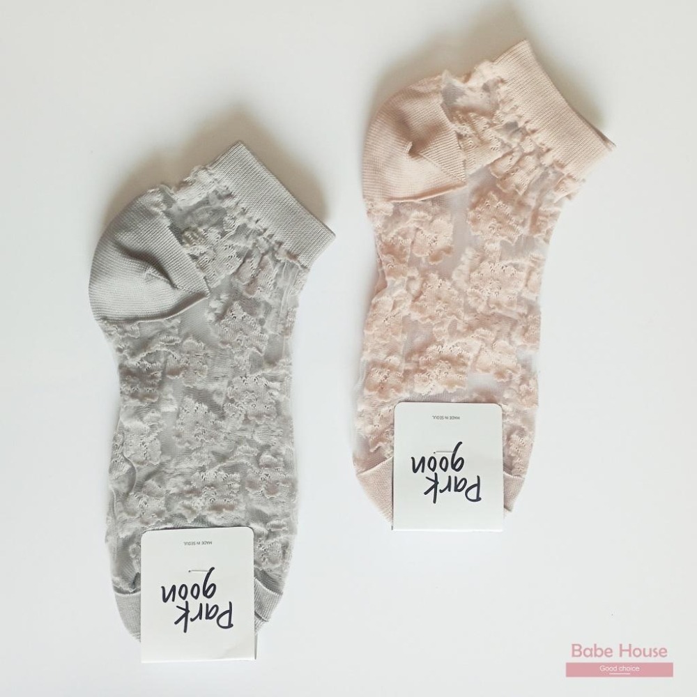 【現貨】韓國襪 優雅蕾絲透膚襪 透膚襪 短襪 女襪 少女襪 襪子 韓國襪子 韓國製造 流行襪-細節圖4