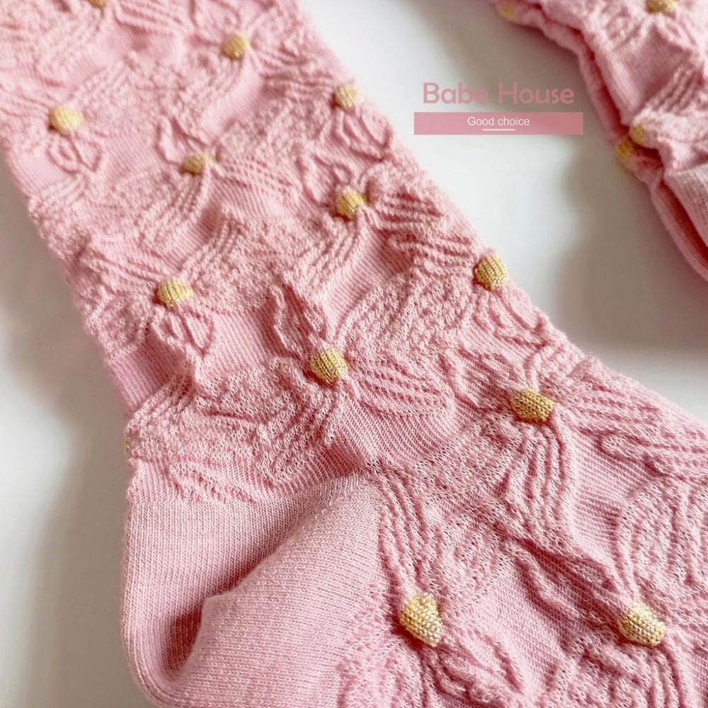 現貨 | 韓國襪 韓系花朵紋理中筒襪 小腿襪 溫柔風格 韓國製造 韓國襪子 襪子 女襪 少女襪 長襪 碎花 花朵襪子-細節圖2