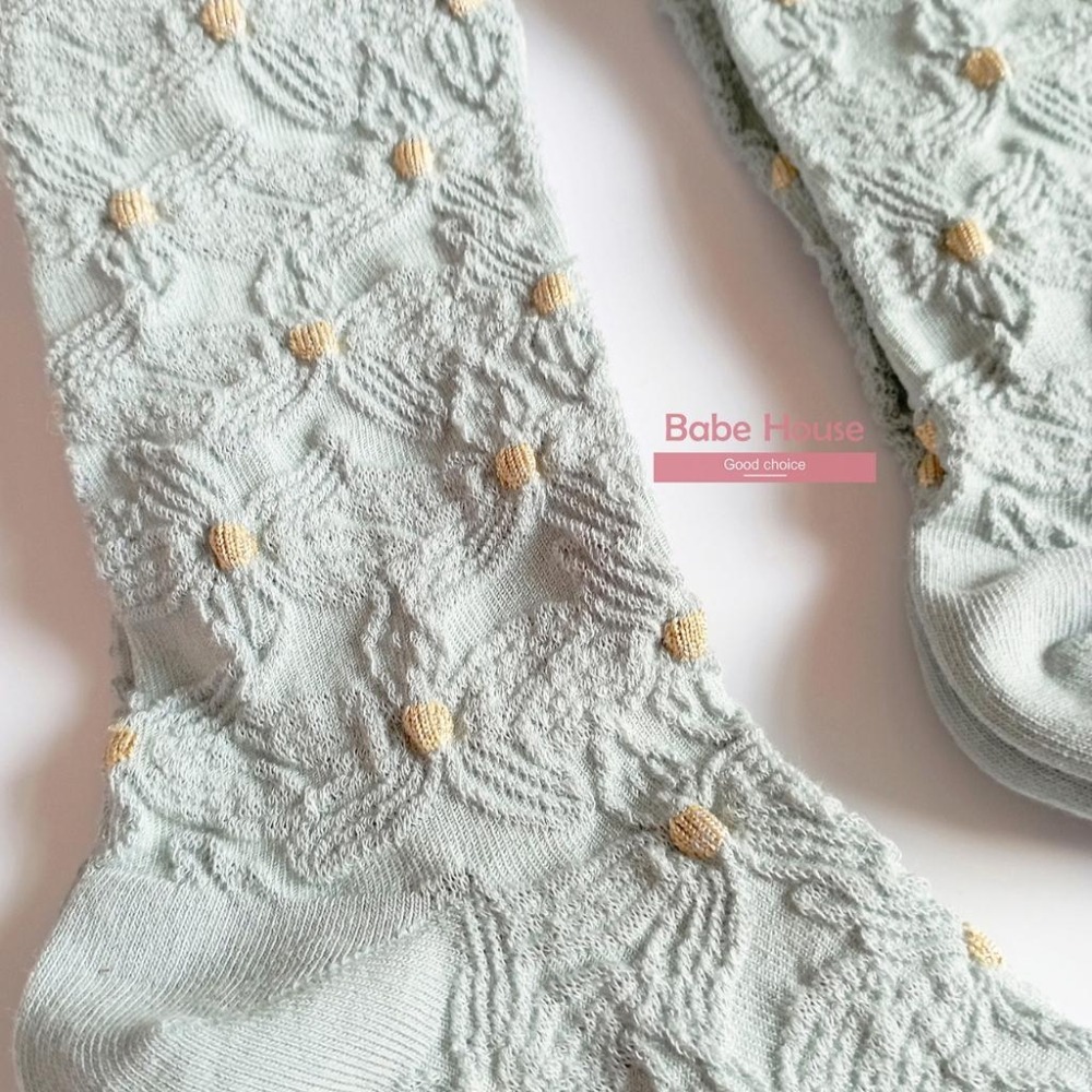 現貨 | 韓國襪 韓系花朵紋理中筒襪 小腿襪 溫柔風格 韓國製造 韓國襪子 襪子 女襪 少女襪 長襪 碎花 花朵襪子-細節圖4