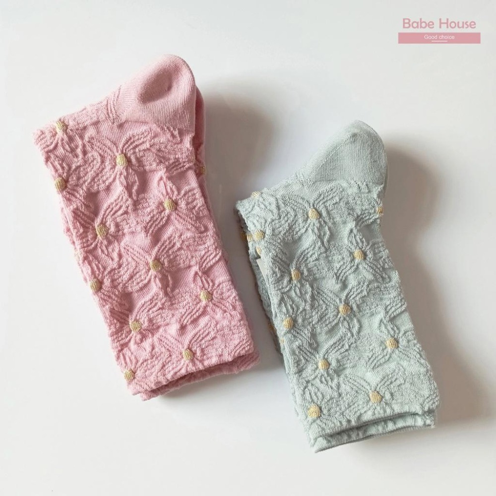 現貨 | 韓國襪 韓系花朵紋理中筒襪 小腿襪 溫柔風格 韓國製造 韓國襪子 襪子 女襪 少女襪 長襪 碎花 花朵襪子-細節圖6