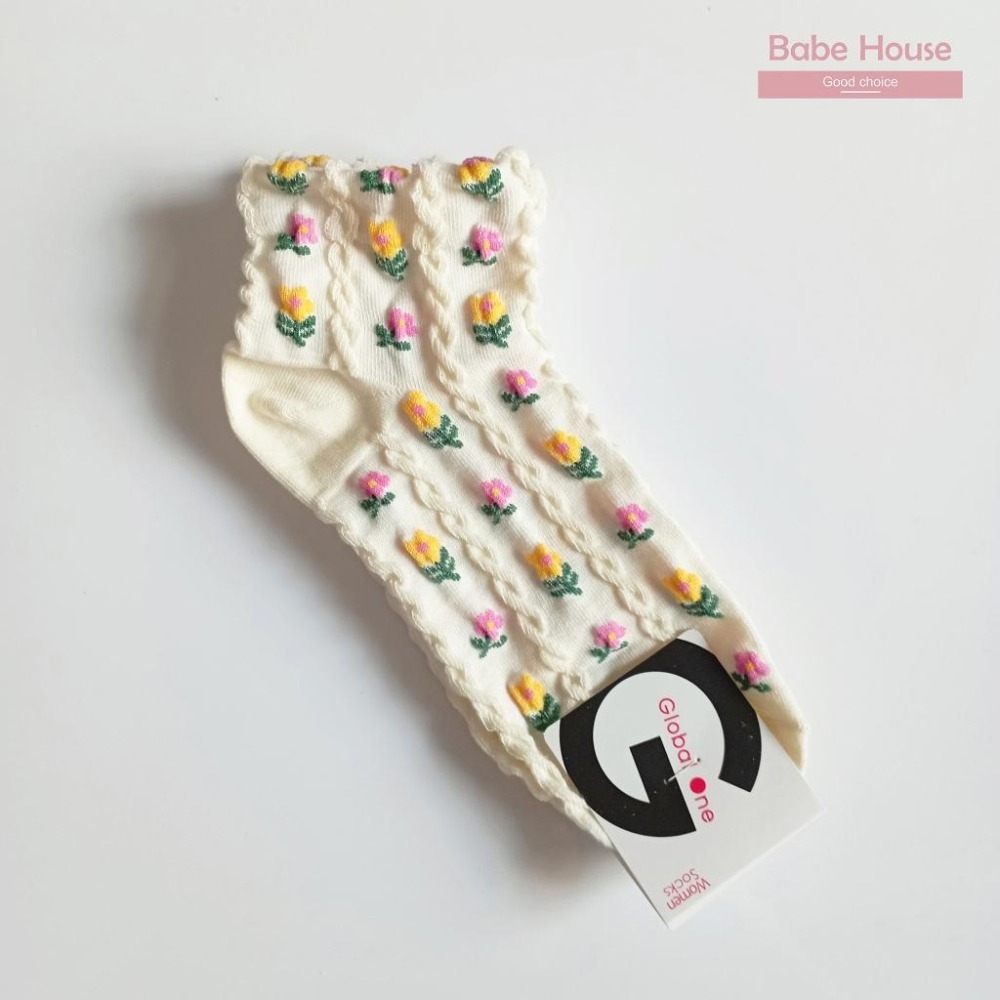 【現貨】韓國襪 小花造型短襪 少女襪 甜美風 女襪 少女襪 短襪 襪子 韓國製造 韓國流行襪 流行襪-細節圖2
