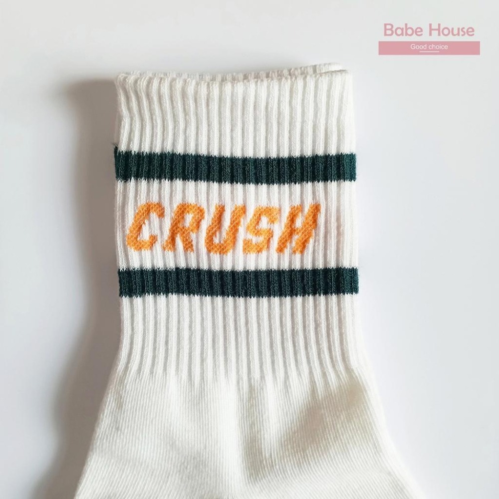 【現貨】韓國襪 韓國潮流 CRUSH 字母中筒襪 女襪 男襪 情侶襪 運動風 學院風 百搭棉襪 長襪 中筒襪 小腿襪-細節圖2