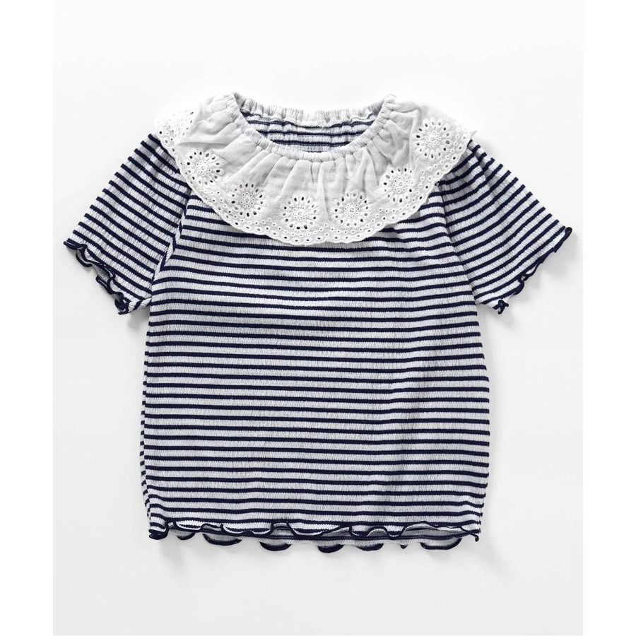 🇯🇵日本Apr 抽摺蕾絲領Ｔ恤  兒童/女童 官網代購＊預購＊-細節圖3