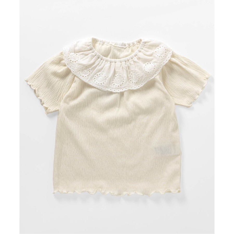 🇯🇵日本Apr 抽摺蕾絲領Ｔ恤  兒童/女童 官網代購＊預購＊-細節圖4