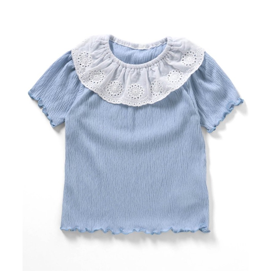 🇯🇵日本Apr 抽摺蕾絲領Ｔ恤  兒童/女童 官網代購＊預購＊-細節圖5