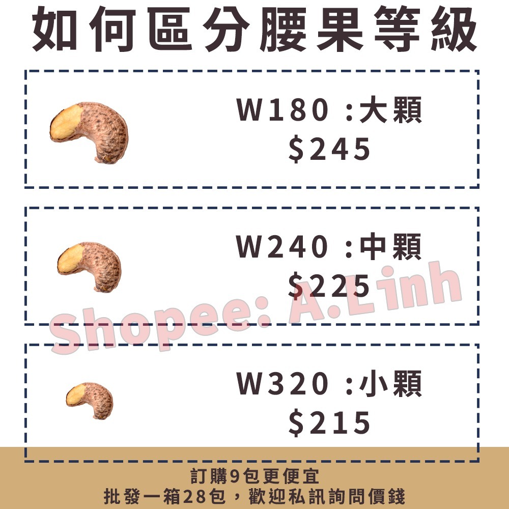 現貨 越南W180特大顆腰果【帶皮鹹酥腰果】真空包裝500G 🔉超商取貨最多只能訂9包-細節圖3