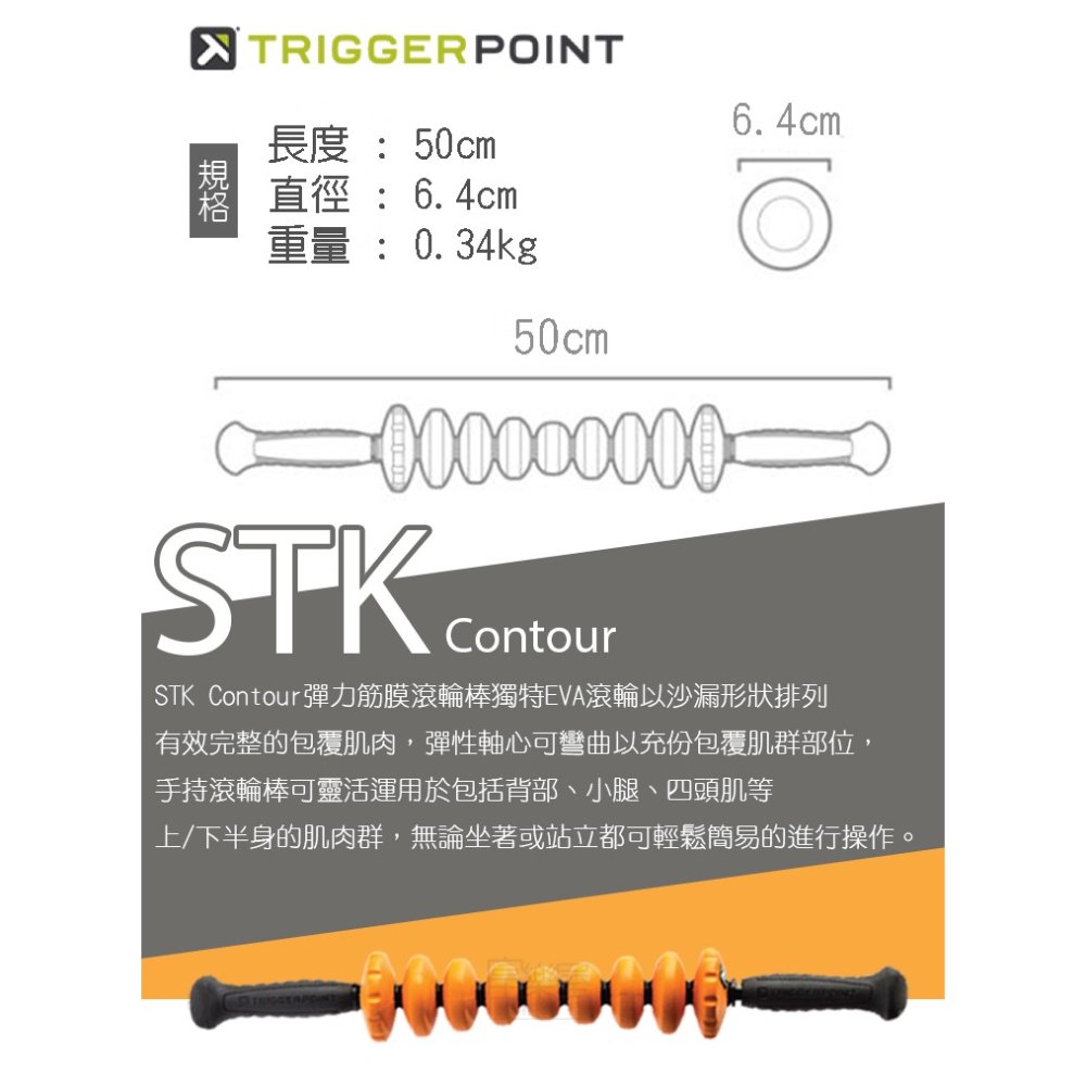 【總代理公司貨】Trigger point  STK Contour 彈力筋膜滾輪棒-細節圖5