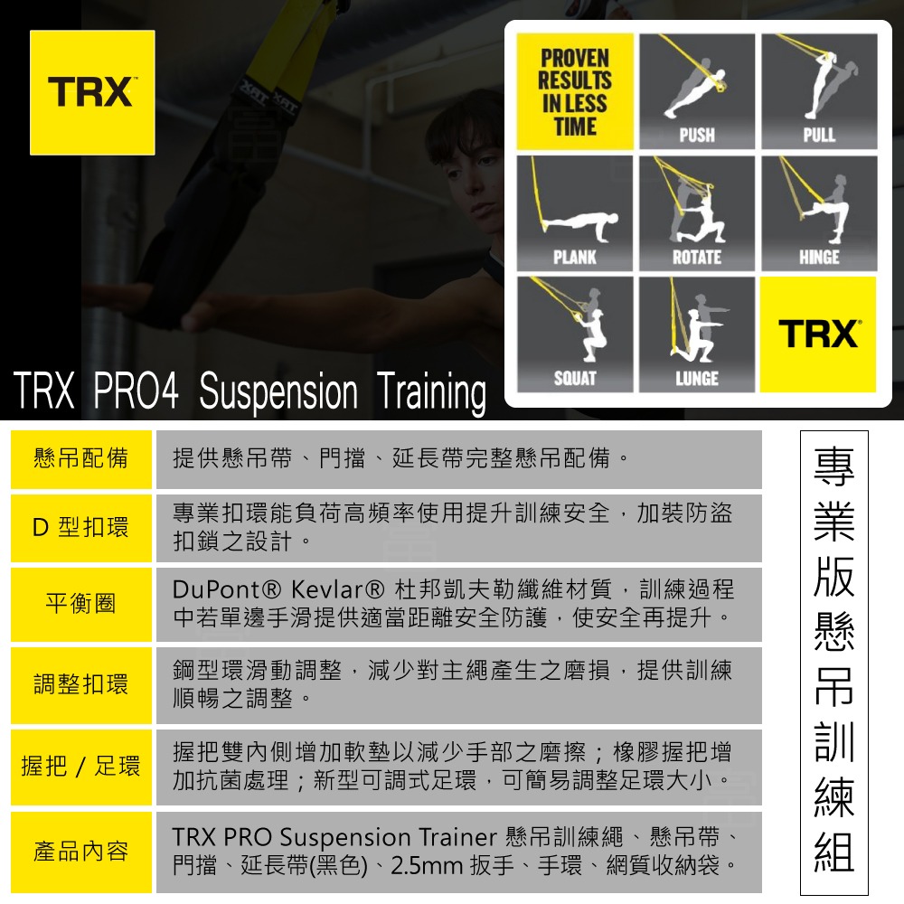 『美國正版公司貨 售後有保障』TRX PRO4 SYSTEM 專業版懸吊訓練組（總代理公司貨）-細節圖7