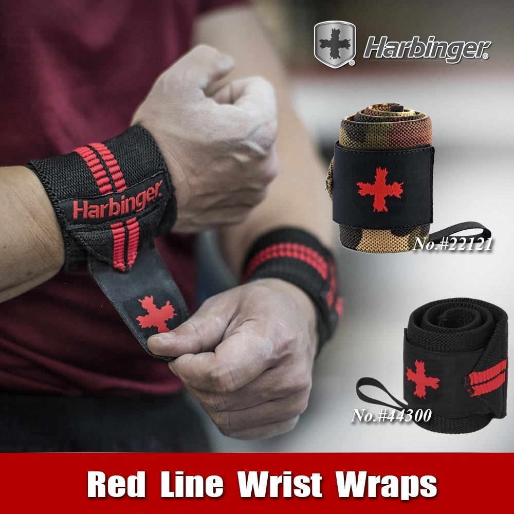 【總代理公司貨】Harbinger#44300黑紅/#22121迷彩 重訓護腕帶RedLine Wrist Wraps-細節圖2