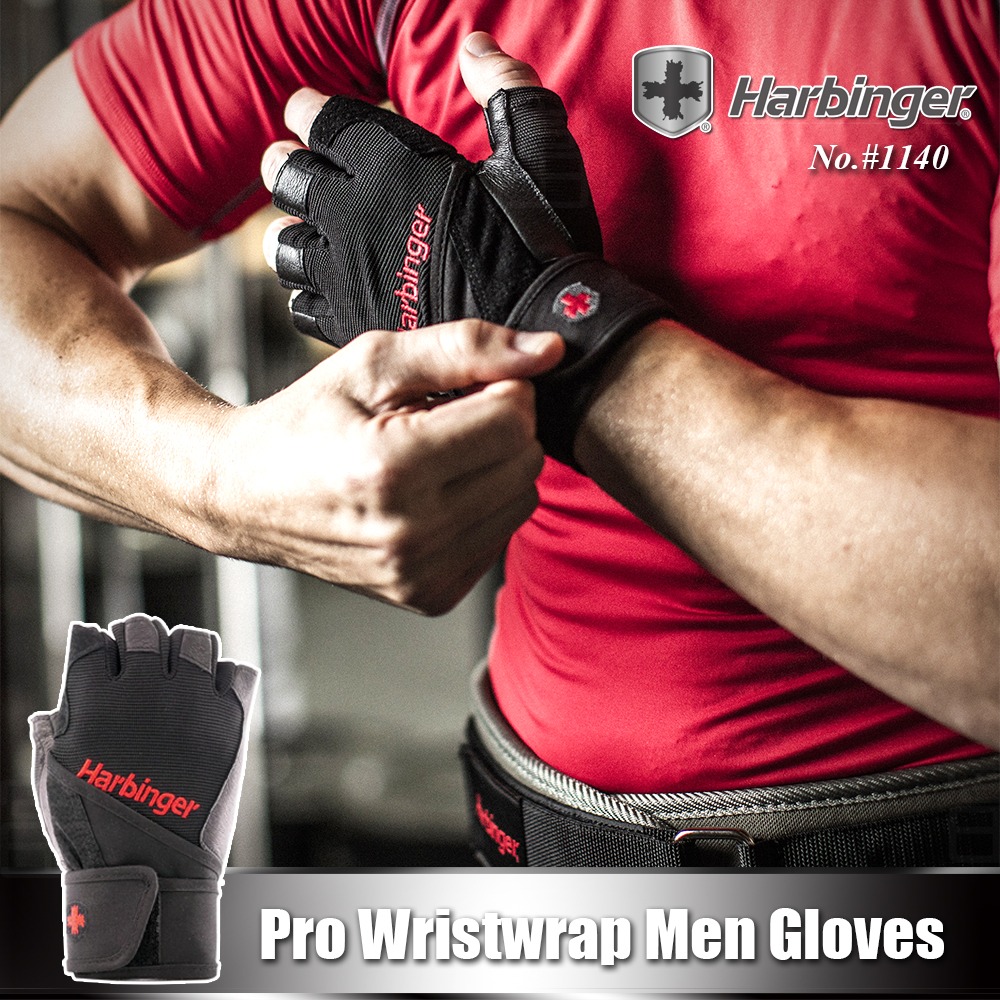 【總代理公司貨】Harbinger#1140 男款 黑色 重訓健身用專業護腕手套 Wristwrap Gloves-細節圖4