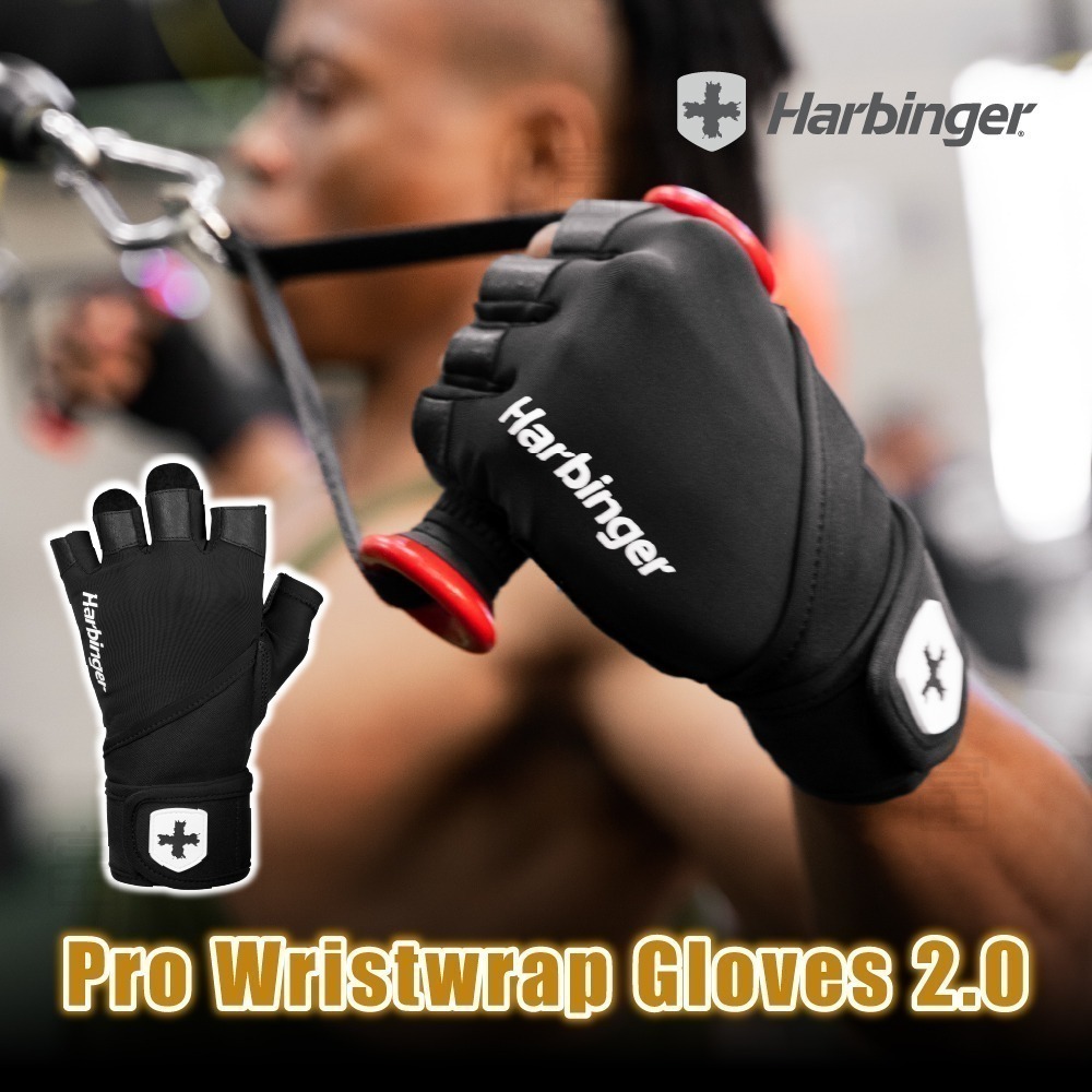 【總代理公司貨】Harbinger Pro Wristwrap Gloves 2.0 重訓/健身用專業護腕手套-黑-細節圖3