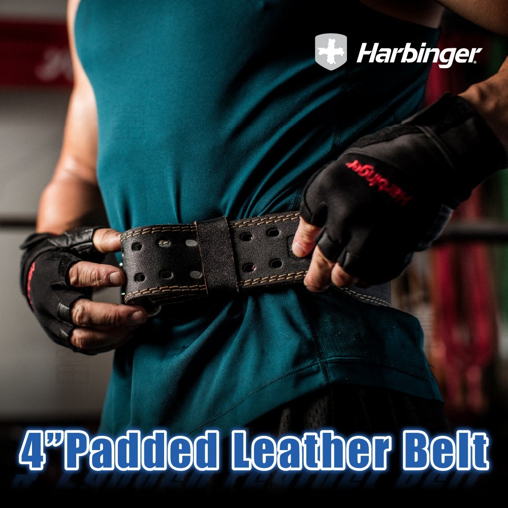 【總代理公司貨】Harbinger 4＂ Padded Leather Belt 2.0 專業重訓/健身皮腰帶-黑皮革-細節圖3