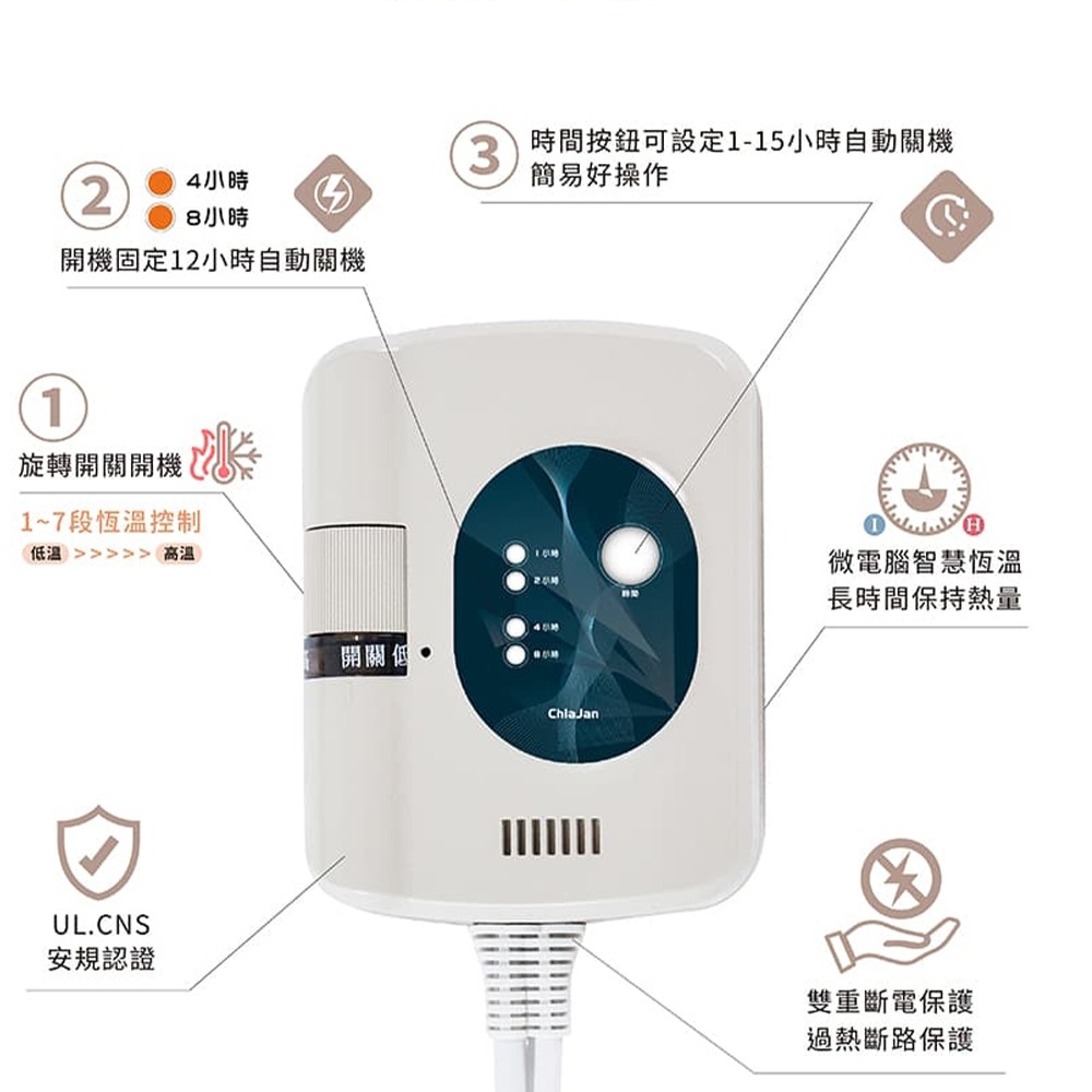 【現貨】韓國甲珍定時電熱毯 (1~15定時) 雙人/單人 NH3300 花色隨機出貨-細節圖3