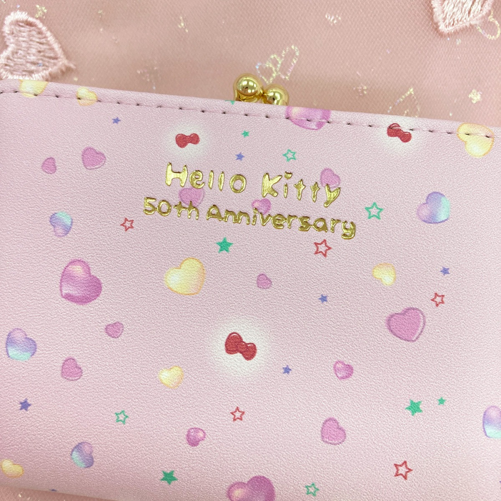 現貨🔥日本 三麗鷗 Kitty 50週年限定 皮革長夾 摺疊短皮夾 錢包 長夾 皮包-細節圖6