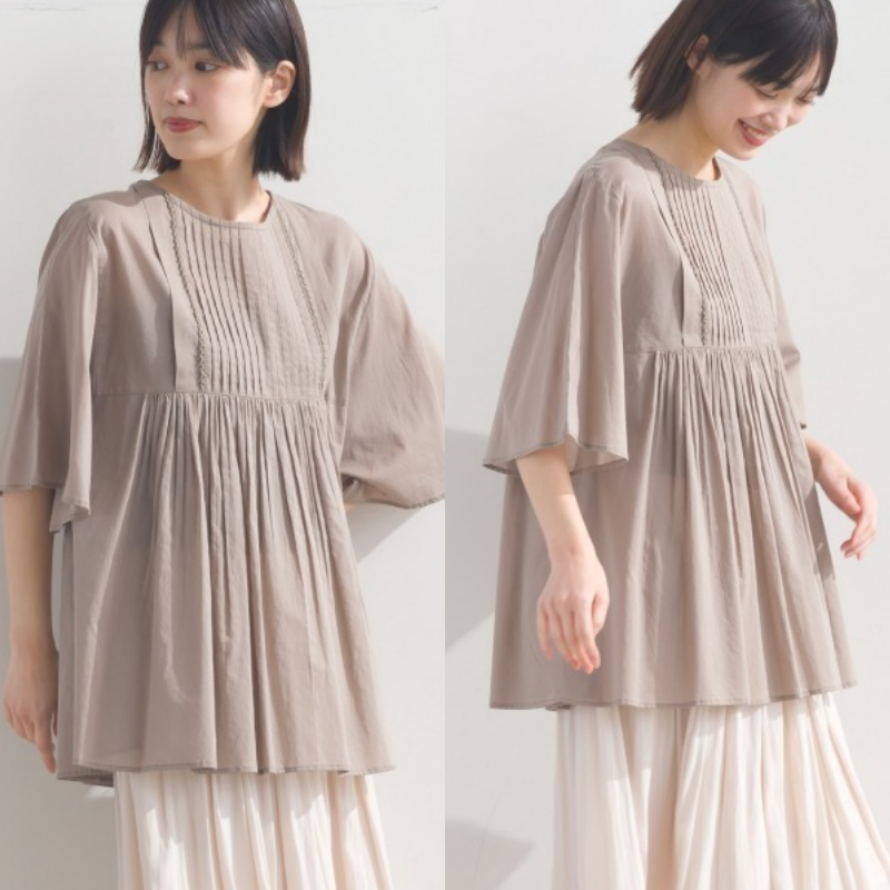 🔜隔日到貨🔜日本 OMNES 褶皺短袖襯衫 百搭單色 印度棉  春夏 女裝 中大尺碼-細節圖5