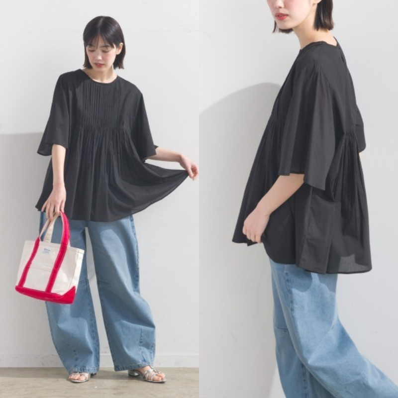 🔜隔日到貨🔜日本 OMNES 褶皺短袖襯衫 百搭單色 印度棉  春夏 女裝 中大尺碼-細節圖6