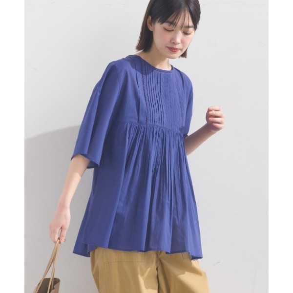 🔜隔日到貨🔜日本 OMNES 褶皺短袖襯衫 百搭單色 印度棉  春夏 女裝 中大尺碼-規格圖8