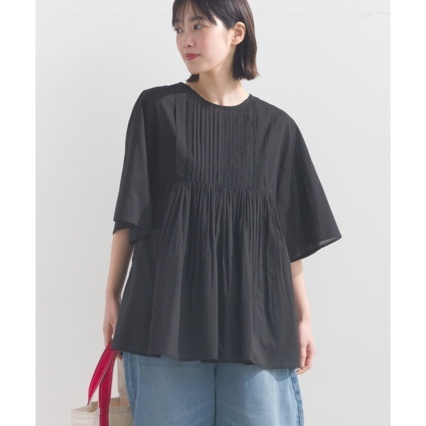 🔜隔日到貨🔜日本 OMNES 褶皺短袖襯衫 百搭單色 印度棉  春夏 女裝 中大尺碼-規格圖8