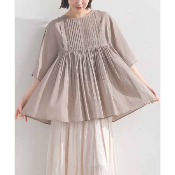 🔜隔日到貨🔜日本 OMNES 褶皺短袖襯衫 百搭單色 印度棉  春夏 女裝 中大尺碼-規格圖8