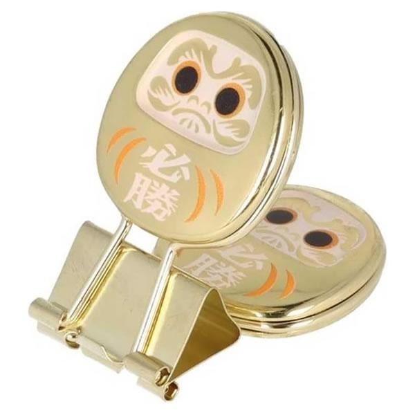 🔜現貨🔜日本 金 達摩 長尾夾 文具 夾子 必勝 祈願 考生 祝福小卡 緣起物 開運 文具-細節圖2