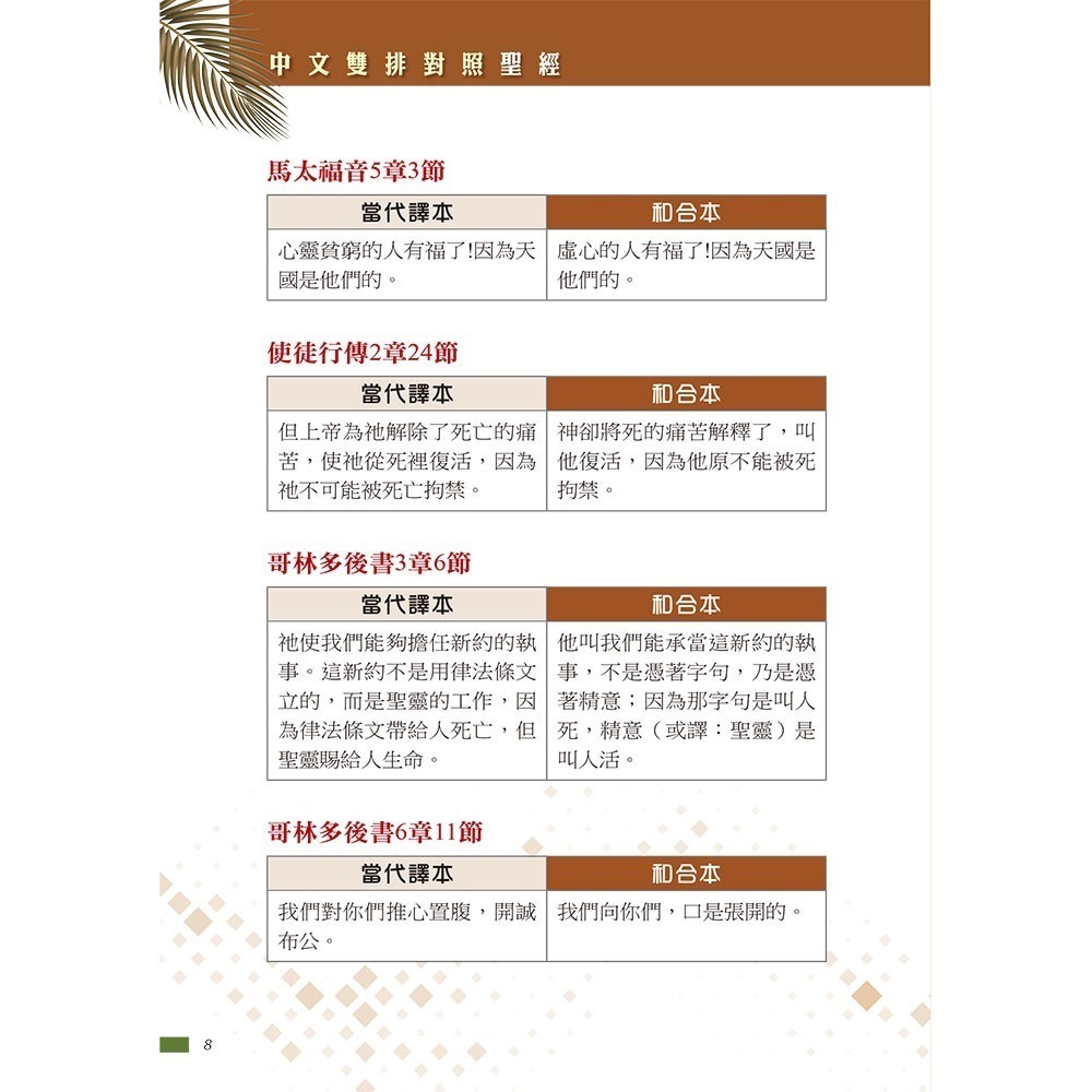 【中文聖經和合本/當代譯本】(棕樹金)【當代譯本/和合本】7系列中文雙排聖經 SRCC77BTTI4.101-細節圖4