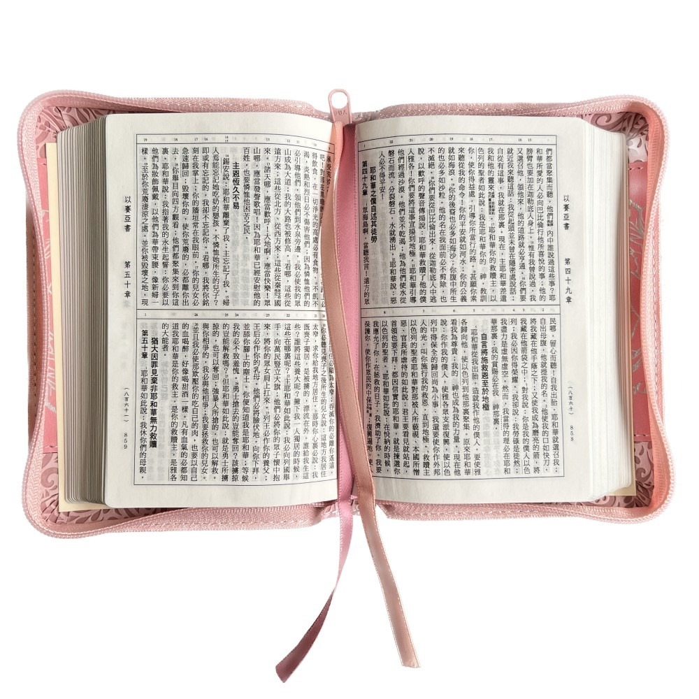 已停產~收藏請把握機會喔~【中文聖經和合本】(玫瑰粉/銀)皮面拉鍊_3系列聖經和合本 SR37ARZ4.201-細節圖3
