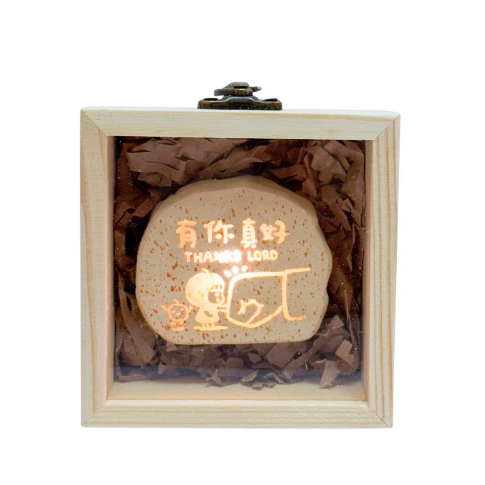 【K市集-基督教禮品】造型石頭燈(木盒) 多款選擇~售完不補-細節圖2