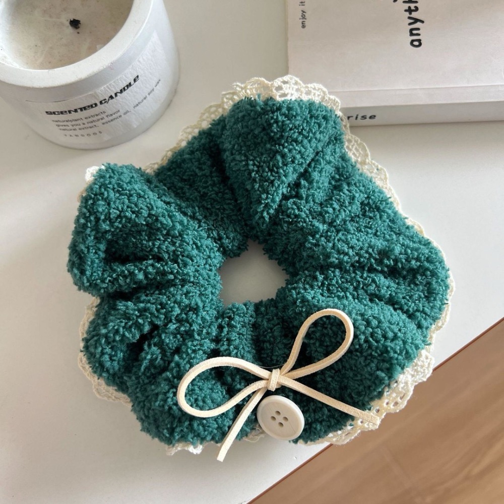 毛茸茸蝴蝶結鈕扣蕾絲花邊大腸圈 5款-規格圖5