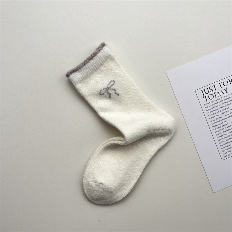 羊毛保暖蝴蝶結中筒襪子-規格圖6