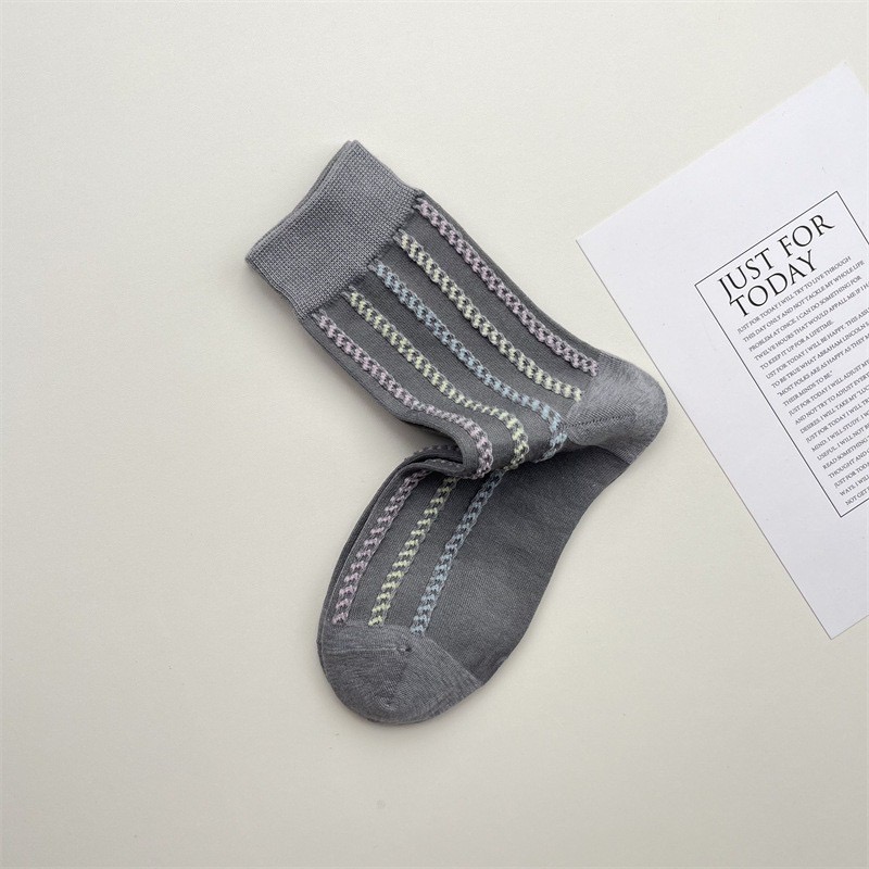 彩色線條百搭條紋中筒襪子3款-規格圖7