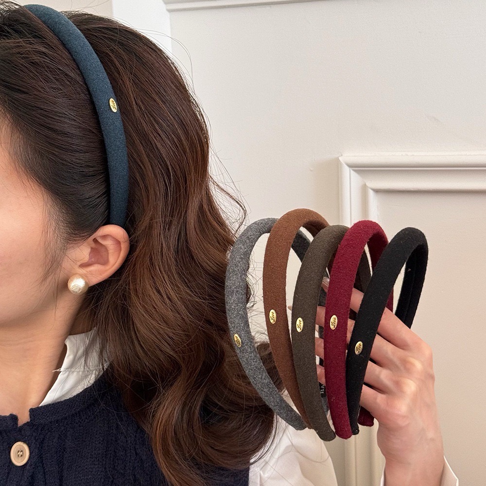 秋冬小金標窄版復古髮箍5色-細節圖2