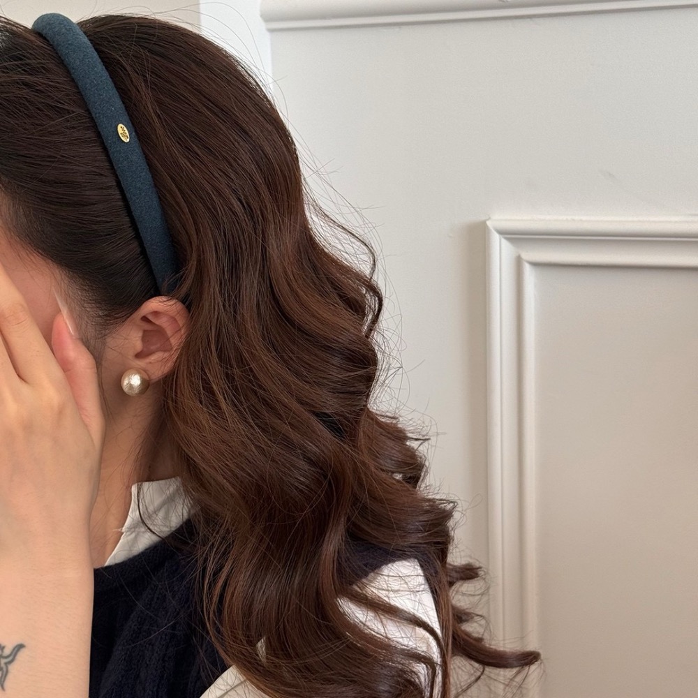 秋冬小金標窄版復古髮箍5色-細節圖3