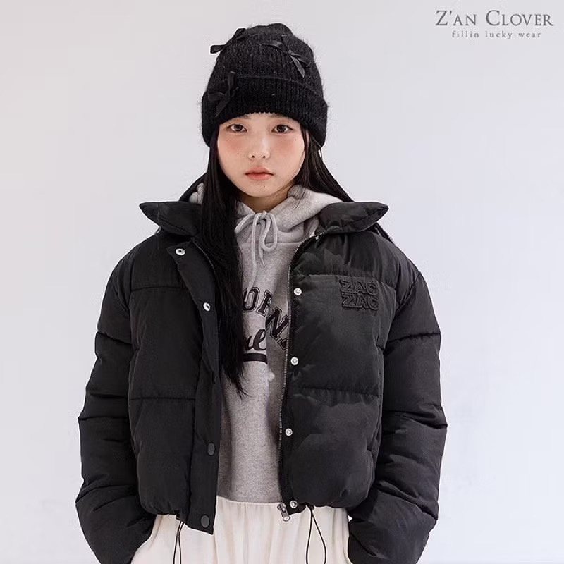Zan 幸運草家 黑色羽絨棉外套 5碼-細節圖4