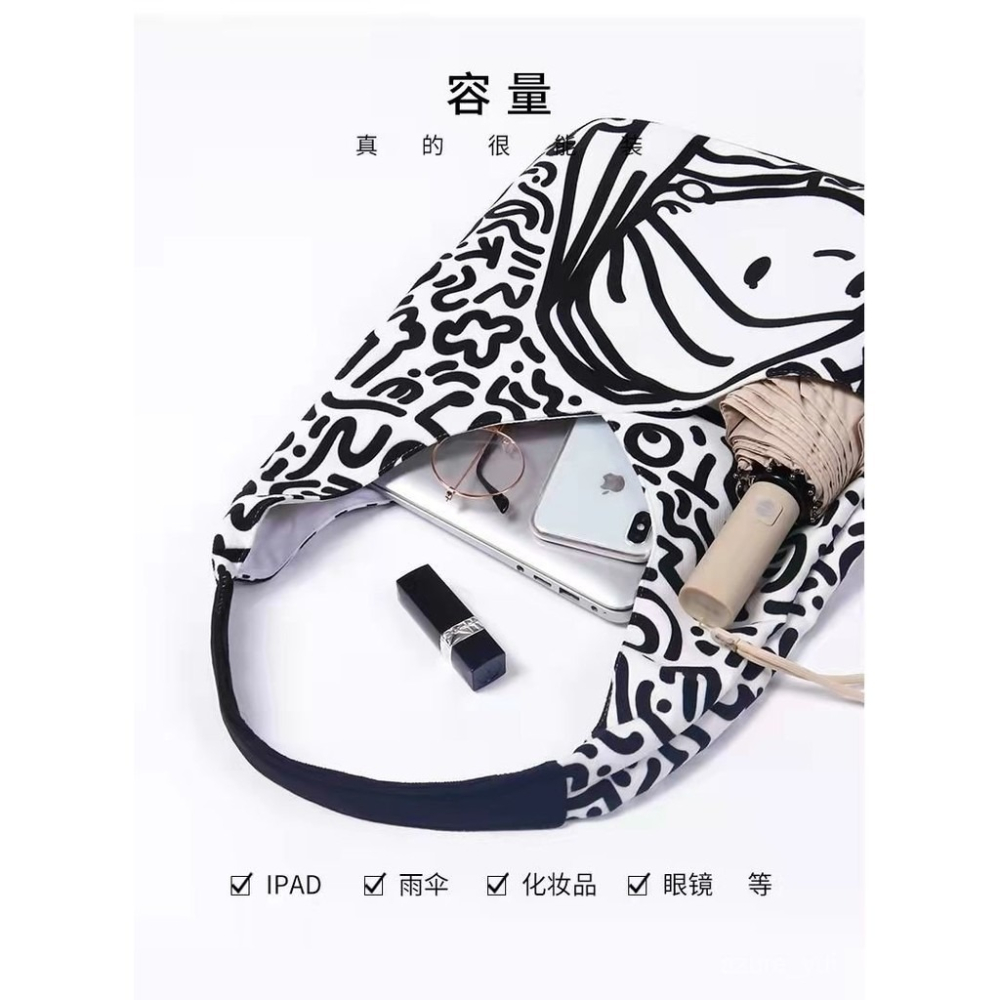Meow💕 流行 新款 包包 水桶包 小眾 復古 帆布包 大容量 單肩包 塗鴉包-細節圖5