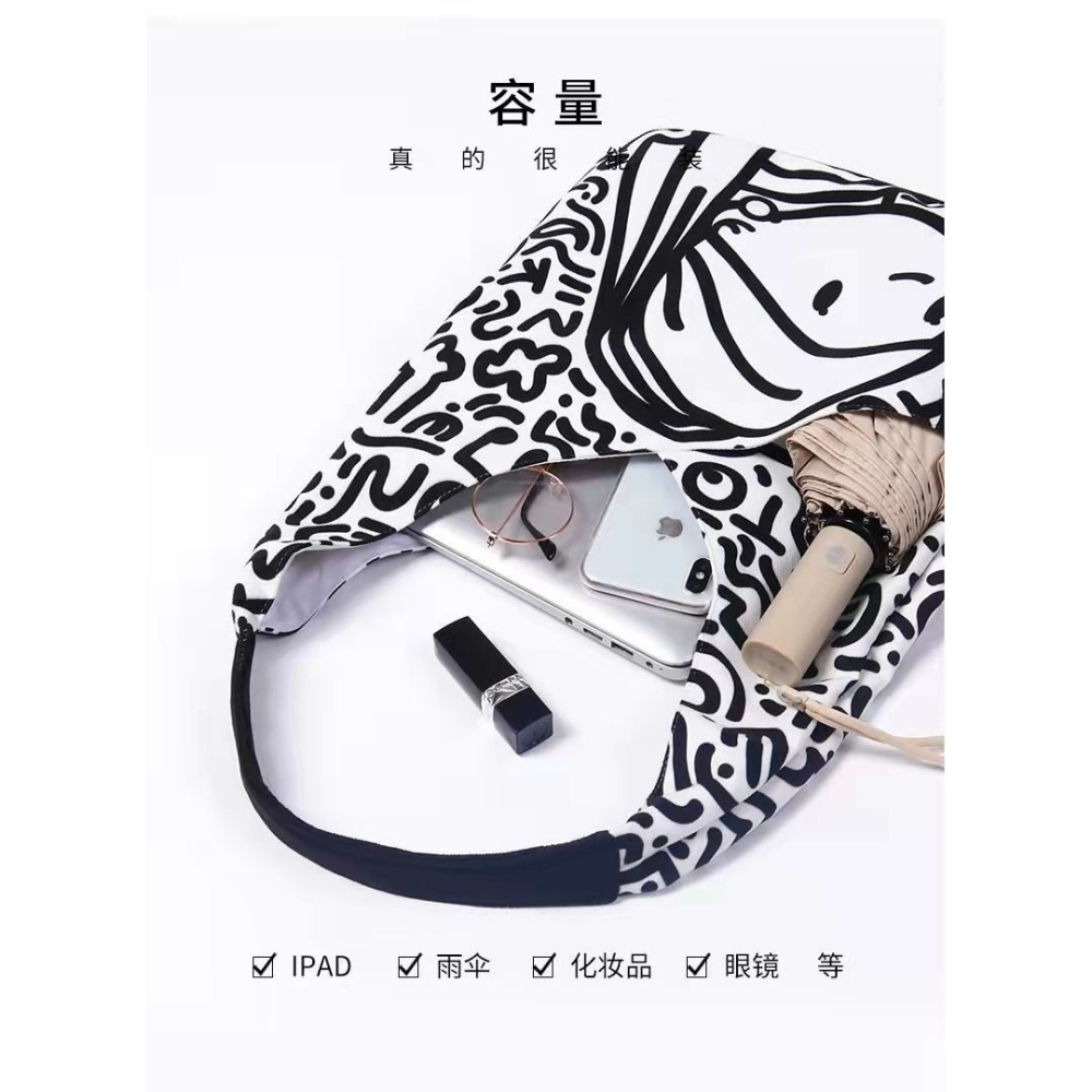 Meow💕 流行 新款 包包 水桶包 小眾 復古 帆布包 大容量 單肩包 塗鴉包-細節圖10