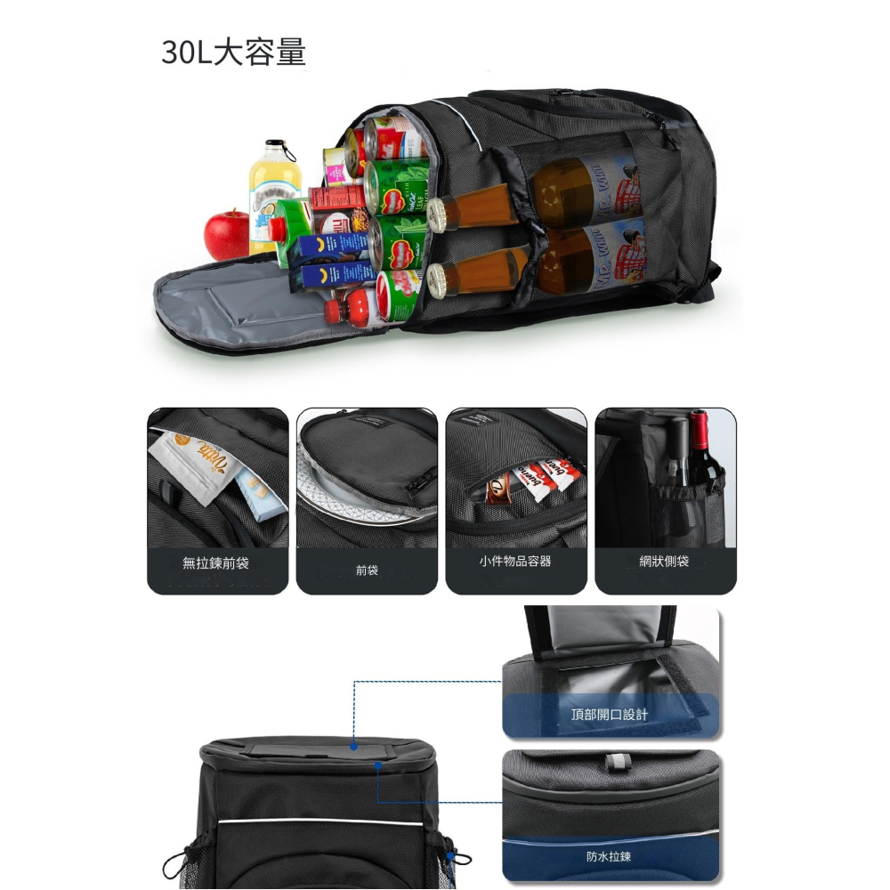 Meow💕30L大容量 加厚 防水 保溫 野餐保冷袋 保溫袋 雙肩保溫包 大容量 防水保冷袋 冰袋-細節圖7