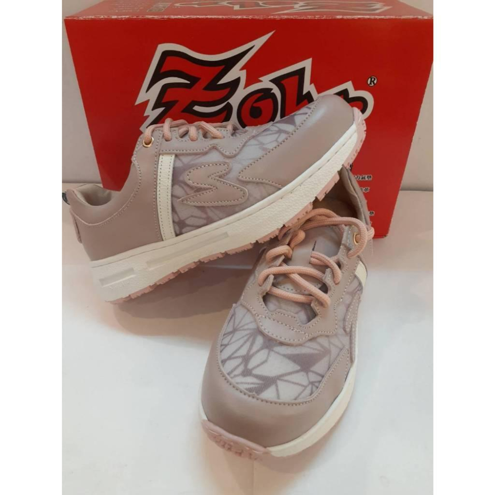[kikishoes]ZOBR真皮雙彈力氣墊鞋粉色和紫色台灣製手工車縫鞋底止滑休閒鞋-細節圖5