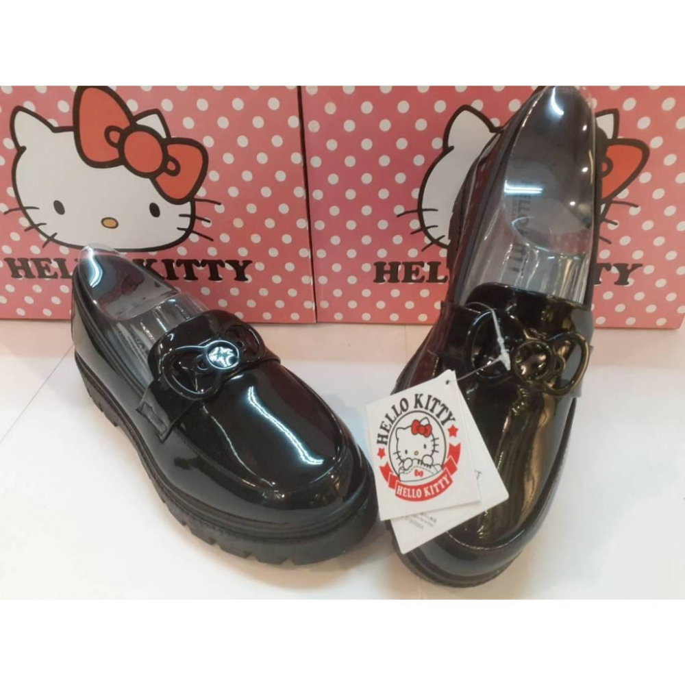 [kikishoes]HELLO KITTY蝴蝶結鞋扣💕衣領結造型😍輕量漆皮❤樂福鞋👀素面學生皮鞋-黑色-台灣製表演鞋-細節圖6