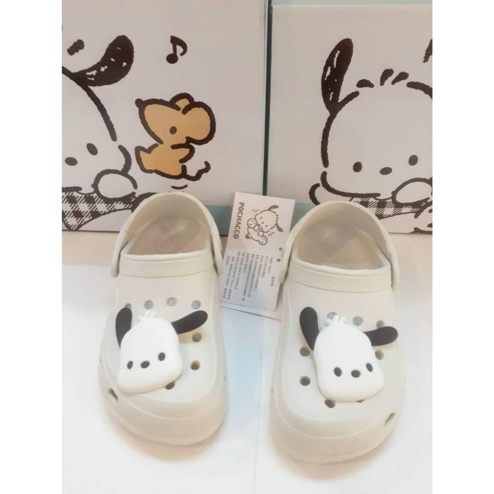 [kikishoes]POCHACCO 布鞋鞋 三麗鷗家族 兩穿 涼鞋拖鞋 親子布希鞋防水拖鞋親子鞋正版授權-細節圖5