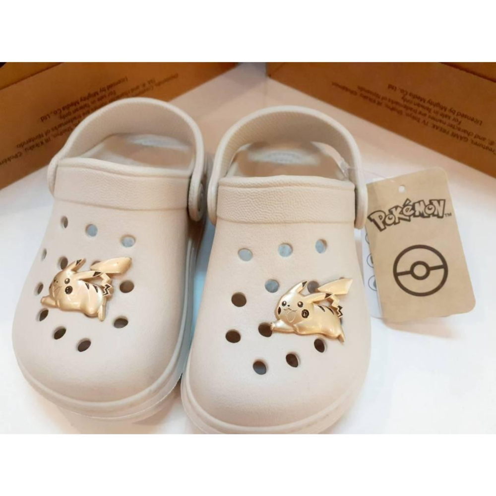 [kikishoes]POKEMON😍寶可夢布希鞋👀皮卡丘布希鞋😍寶可夢拖鞋台灣製正版授權👀奶茶色-細節圖4