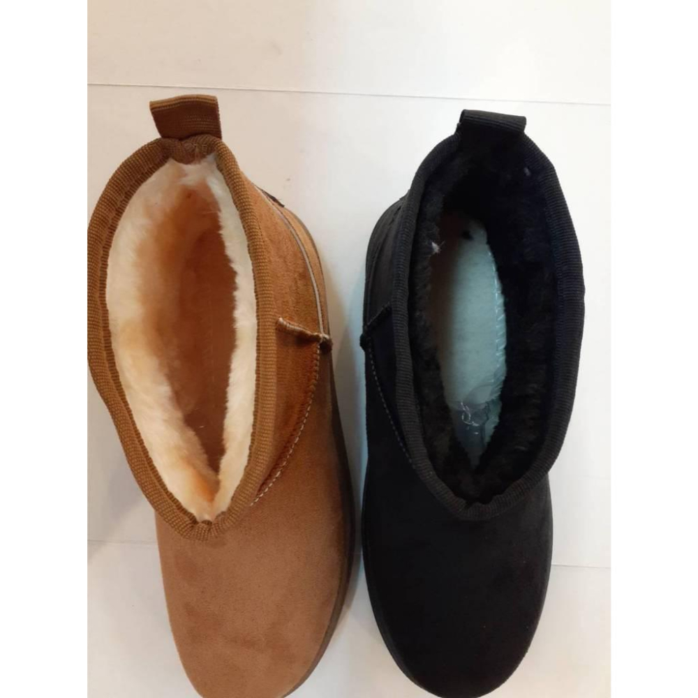 [kikishoes]雪靴 短靴 輕量 毛毛靴 雪地靴 保暖靴 平底靴 素色靴 純色款黑色 卡其色-細節圖6