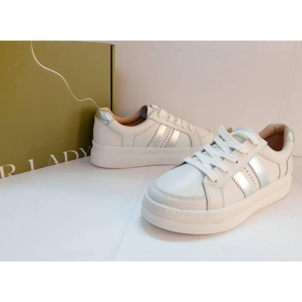 [kikishoes] 【FAIR LADY】🔥現貨 🔥軟實力 街頭復古真皮厚底休閒鞋 白帥帥 502910-細節圖2