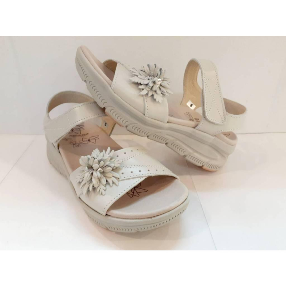 [kikishoes]Dispone 地之柏 米色 粉色 台灣製 真皮涼鞋 輕量休閒涼鞋 淑女涼鞋 厚底涼鞋 防水底檯涼-細節圖6